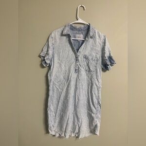 Rails Valerie Shirt Dress Womens Size Small 4-6 Acid Wash Chambray Raw Hem